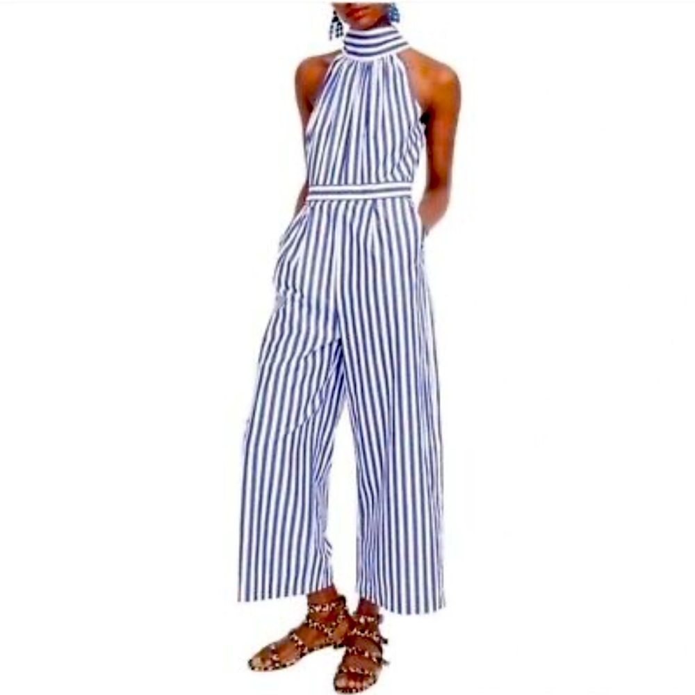 J. Crew Striped Wide Leg Jumpsuit